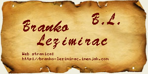 Branko Ležimirac vizit kartica